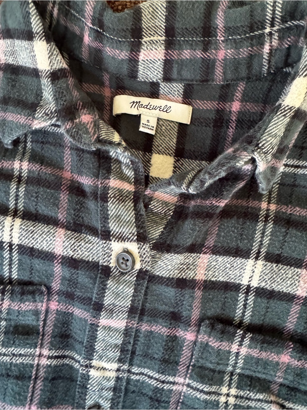 Madewell Dark Green and Pink Plaid Button-Down Shirt - Women’s S - Picture 3 of 6